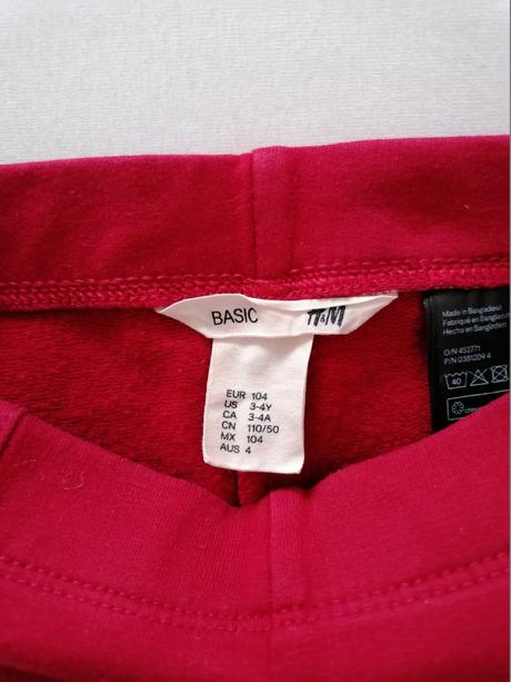 Zateplene leginy červene, h&m,104