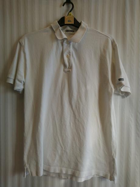 Pánske biele tričko s golierom, giordano, l, l