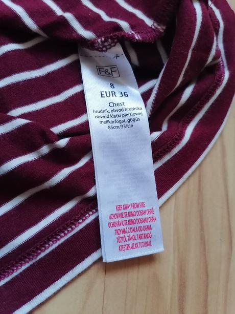 Bordové pruhované tričko - s/m, f&f,s