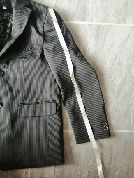 Pásikavé čierne sako caa, v140, 9-10r., c&a,140