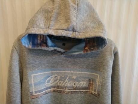 Pánska sivá mikina s kapucňou, motív, suck, s, s