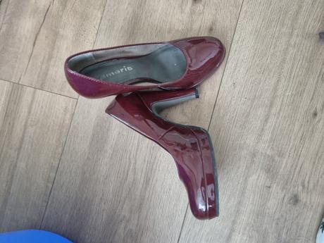 Bordové kožené lakované lodičky tamaris 36, tamaris,36