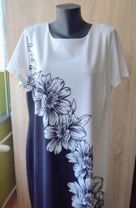 Elegantné čierno-biele plus-size šaty, bonprix,48