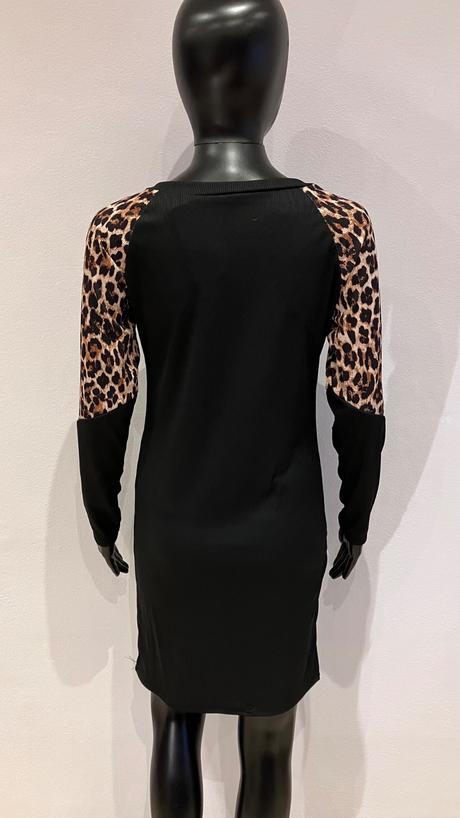 Rebrované šaty s leopardím vzorom, l / m