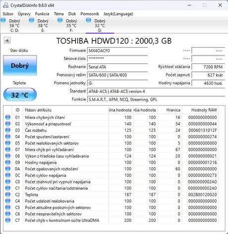 Pevný disk hdd 3,5" toshiba p300 2tb 7200rpm 2,