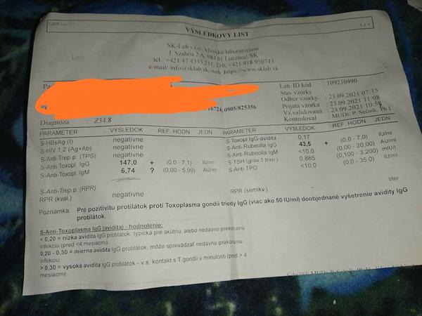Mám podľa týchto výsledkov ešte toxoplazmózu?