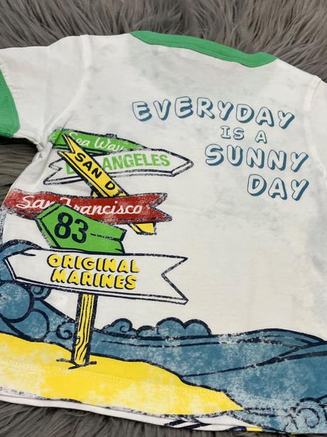 Chlapčenské vzorované tričko biele (6-9 mes.), original marines,68 / 74