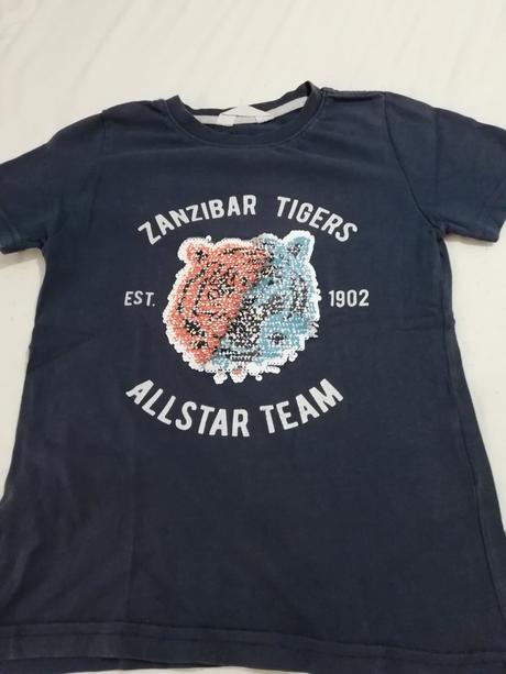 Tričko s flitrami obrázkom tigra, h&m,122