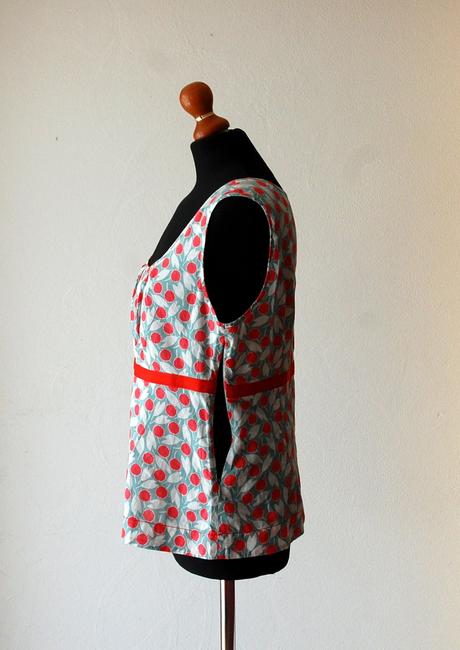 Štýlový letný top boden s čerešňovým vzorom, xl