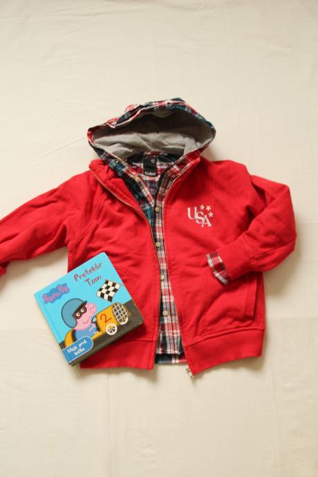 Zara červená mikina + cubus košeľa + kniha peppa, zara,122