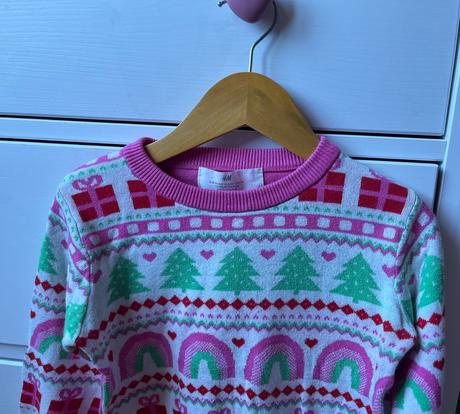 Ružový vzorovaný bavlnený svetrík, h&m, 98/104, h&m,98