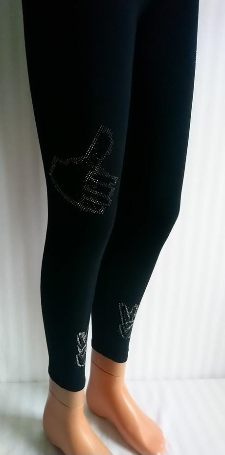 Dámske čierne legíny, kamienkový motív, italy, s/m, m