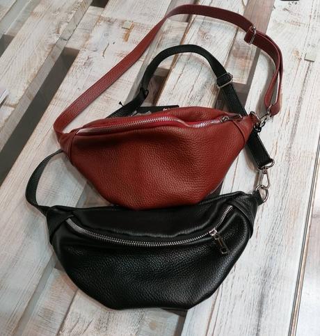 Bordová kožená ľadvinka,