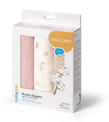 Babyono mušelínové plienky extra mäkké, ružové, babyono
