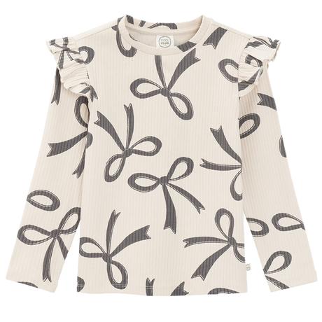 Dievčenské tričko s mašličkami krémové, dlhý ruk, coolclub,110 / 128