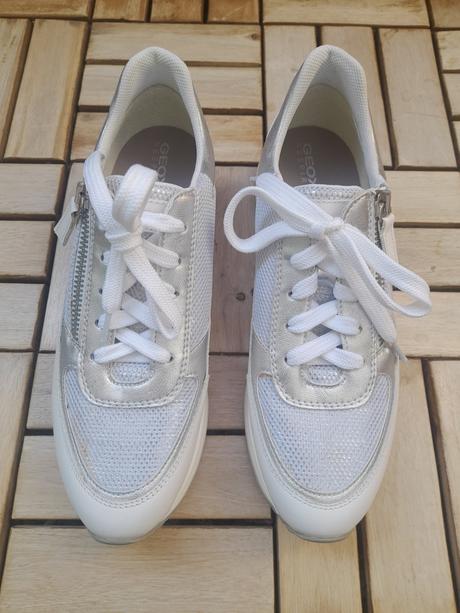 Bielo-strieborné tenisky geox veľ. 37, geox,37