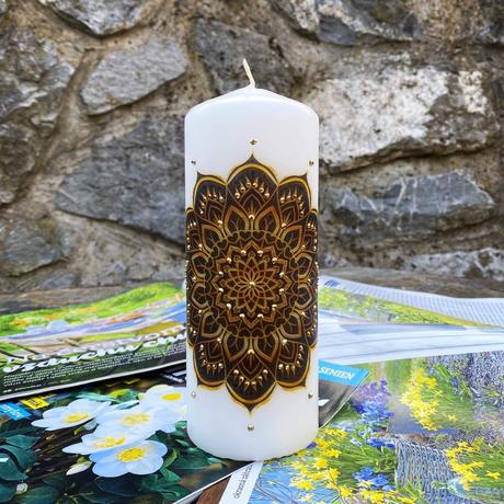 Mandala sviečka čierno - šedá, 