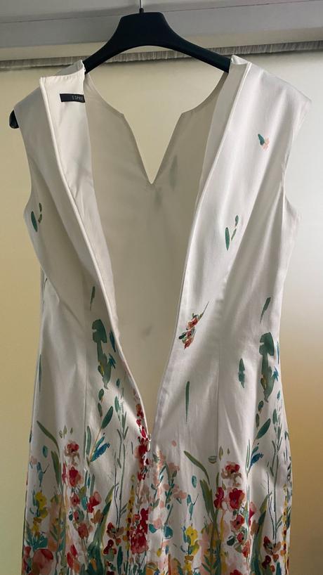 Krémové šaty s potlačou kvetou, esprit,36