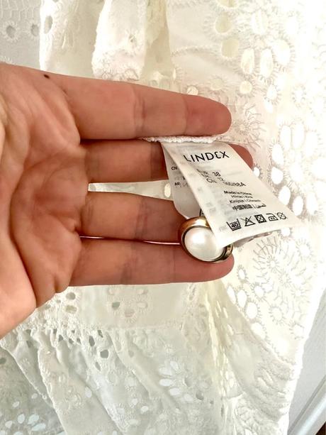 Nová biela ažúrová zavinovacia blúzka s volánom li, lindex,38