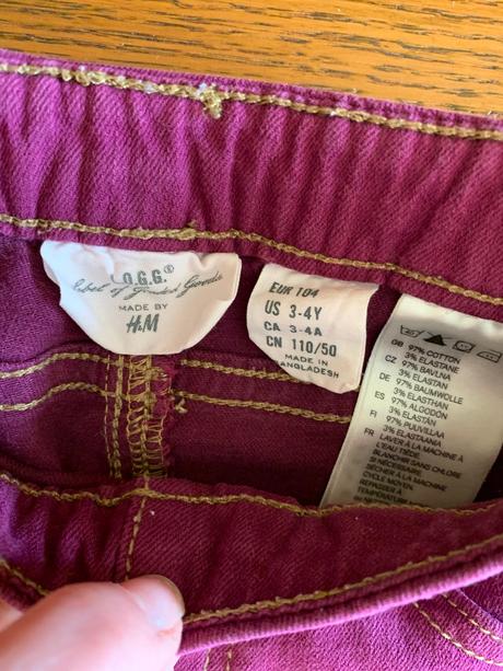 Riflovinové jegginsy, h&m,104