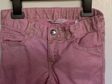 H&m svetloružové rifle so zltým efektom, h&m,116