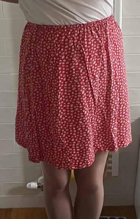 Červeno - biela kvetovaná sukňa, c&a, xs/s, c&a,xs
