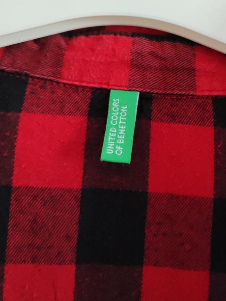 Karovaná červená košeľa, benetton,s