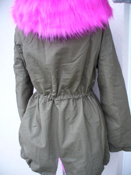 Parka s ruzovou kozusinou, l