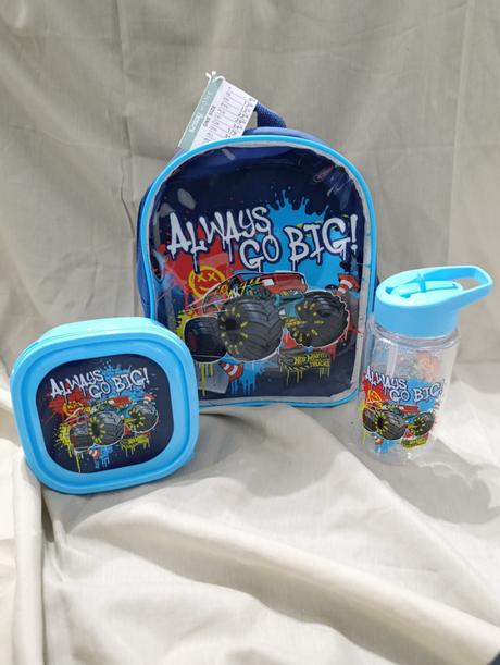 Hotwheels chlapčenský ruksak s fľaškou a obedarom, sinsay