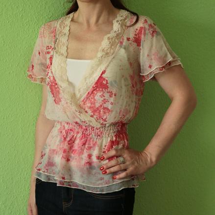 Kvietkovaná blúzka noa noa - pravý hodváb, s