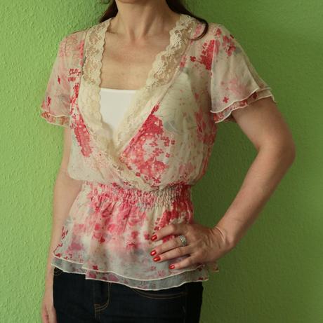 Kvietkovaná blúzka noa noa - pravý hodváb, s