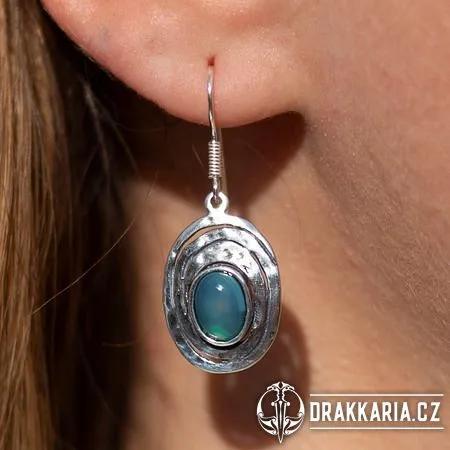 Strieborné náušnice s modrým chalcedonom, 