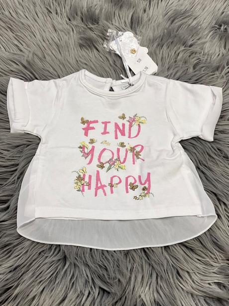 Dievčenské biele tričko s tylom overkids (80-86), 80 / 86