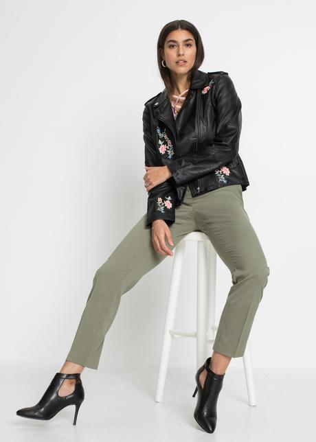 Koženková bunda s výšivkou, bonprix,40