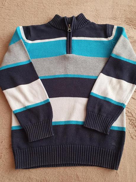 Hrubší pásikavý pulóver č.122, c&a,122