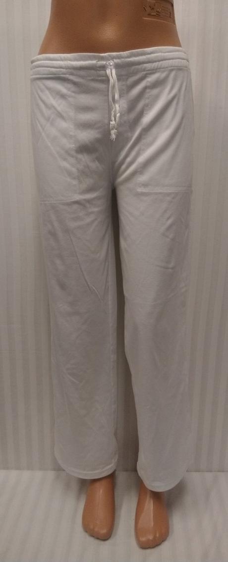 Dámske tenké biele bavlnené nohavice, m