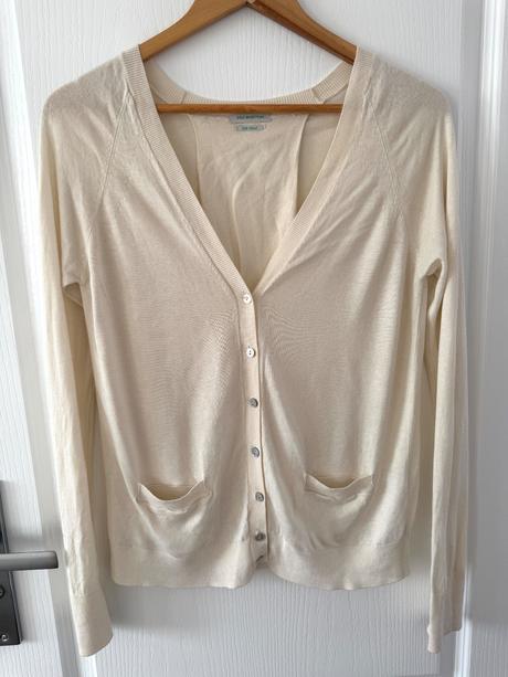 Krémový kardigan zo zmesi viskózy a hodvábu, benetton,m