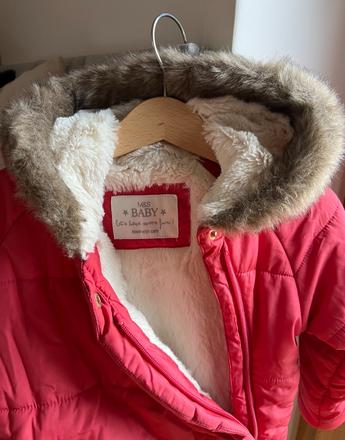 Kožušinková bunda m&s veľ. 18-24m, marks & spencer,92