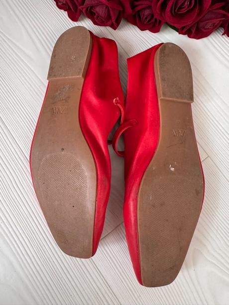 Zara - kožené balerínky v červenom, zara,41