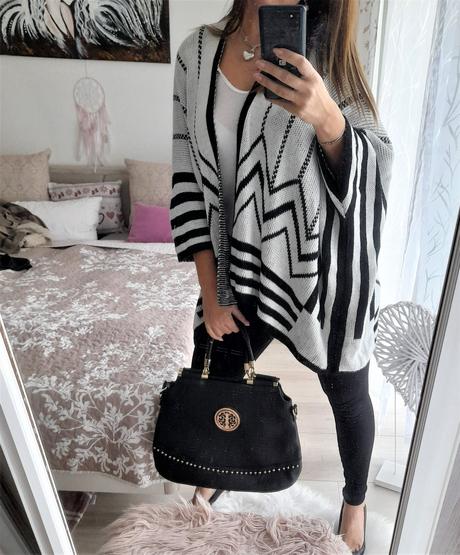 Čiernobiely kardigán-uni veľkosť, 