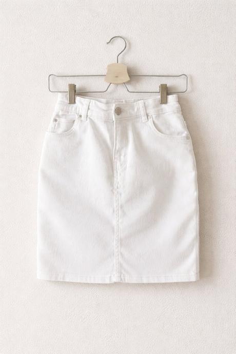 Biela rifľová sukňa, amisu,s