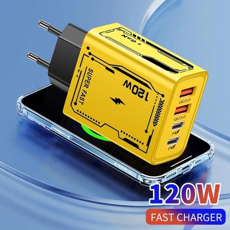 120w nabíjačka gan 4portová pd usb typu-c, 