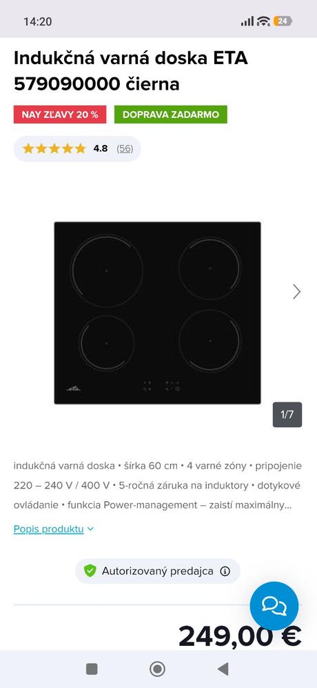 Indukčná varná doska eta, eta