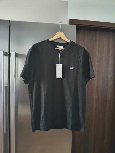 Lacoste čierne pánske bavlnené tričko m, lacoste,m