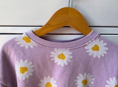 Fialová bavlnená mikina s margarétkami, zara, 104, zara,104