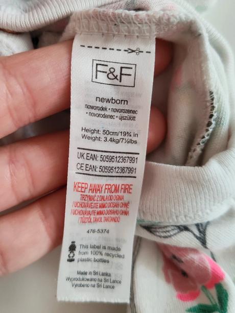 Kvetinkové pyžamko dupačky, f&f,56