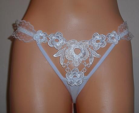 Svadobne tangaciky zdobene shein, s