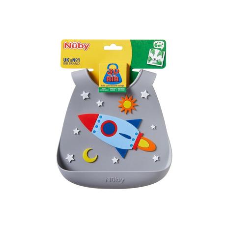 Nuby 3d silikónový podbradník raketa, nûby