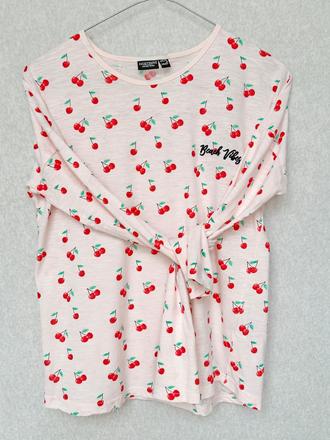 Bavlnené tričko s čerešňami, xs