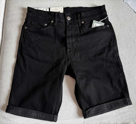 Kvalitné krátke pánske jeansové šortky, slim fit, h&m,30